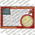 Image of certificate of authenticity for Cardinal Stadium (University of Louisville) - front