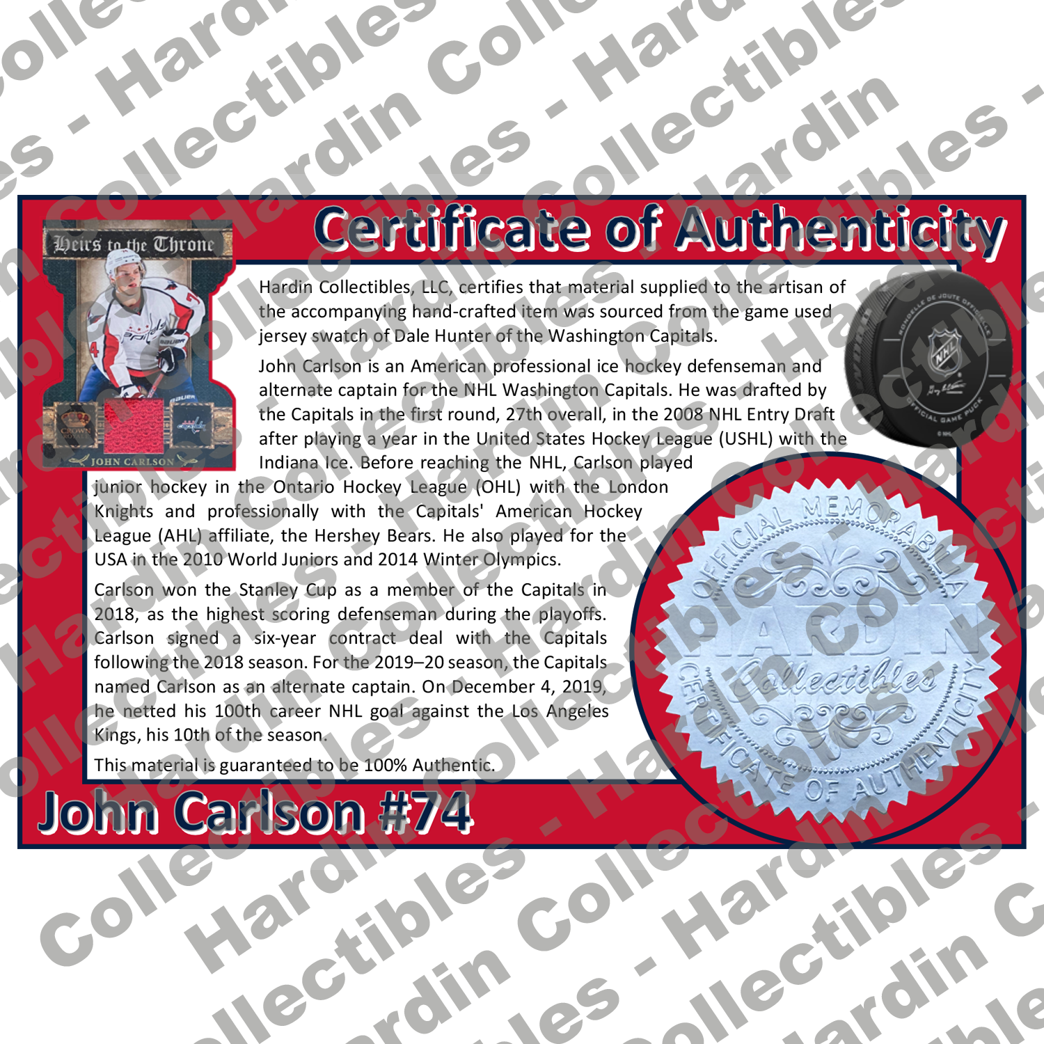 Image of certificate of authenticity for Carlson, John 