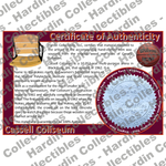 Image of certificate of authenticity for Cassel Coliseum (Virginia Tech University) - front