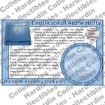 Image of certificate of authenticity for Daniel S. Frawley Stadium (Wilmington Blue Rocks) - front