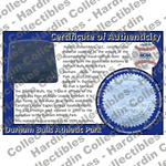 Image of certificate of authenticity for Durham Bulls Athletic Park (Duke University) - front