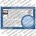 Image of certificate of authenticity for Ebbets Field (Brooklyn Dodgers) - front