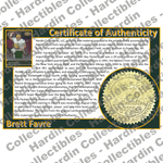 Image of certificate of authenticity for Favre, Brett 