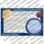 Image of certificate of authenticity for Finneran Pavilion (Villanova University) - front