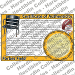 Image of certificate of authenticity for Forbes Field (Pittsburgh Steelers & Pittsburgh Pirates) - front