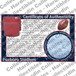 Image of certificate of authenticity for Foxboro Stadium (New England Patriots) - front