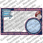 Image of certificate of authenticity for Atlanta-Fulton County Stadium (Atlanta Braves & - atlanta-falcons-extra-coa - front