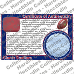 Image of certificate of authenticity for Giants Stadium (New York Giants) - front