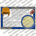 Image of certificate of authenticity for Heinz Field (University of Pittsburgh) - front