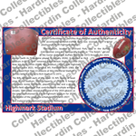 Image of certificate of authenticity for Highmark Stadium (Buffalo Bills) [Bills Stadium/New Era Field] - front