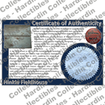 Image of certificate of authenticity for Hinkle Fieldhouse (Butler University) - front