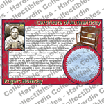 Image of certificate of authenticity for Hornsby, Rogers - Game Played Relic - front