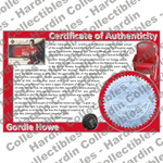 Image of certificate of authenticity for Howe, Gordie 