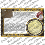 Image of certificate of authenticity for Jack Murphy Stadium (San Diego Padres) - front