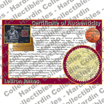 Image of certificate of authenticity for James, LeBron 