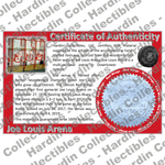 Image of certificate of authenticity for Joe Louis Arena (Detroit Red Wings & Detroit Pistons) - front