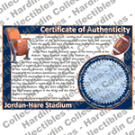 Image of certificate of authenticity for Jordan-Hare Stadium (Auburn University) - front