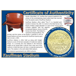 Image of certificate of authenticity for Kauffman Stadium (Kansas City Royals) - front