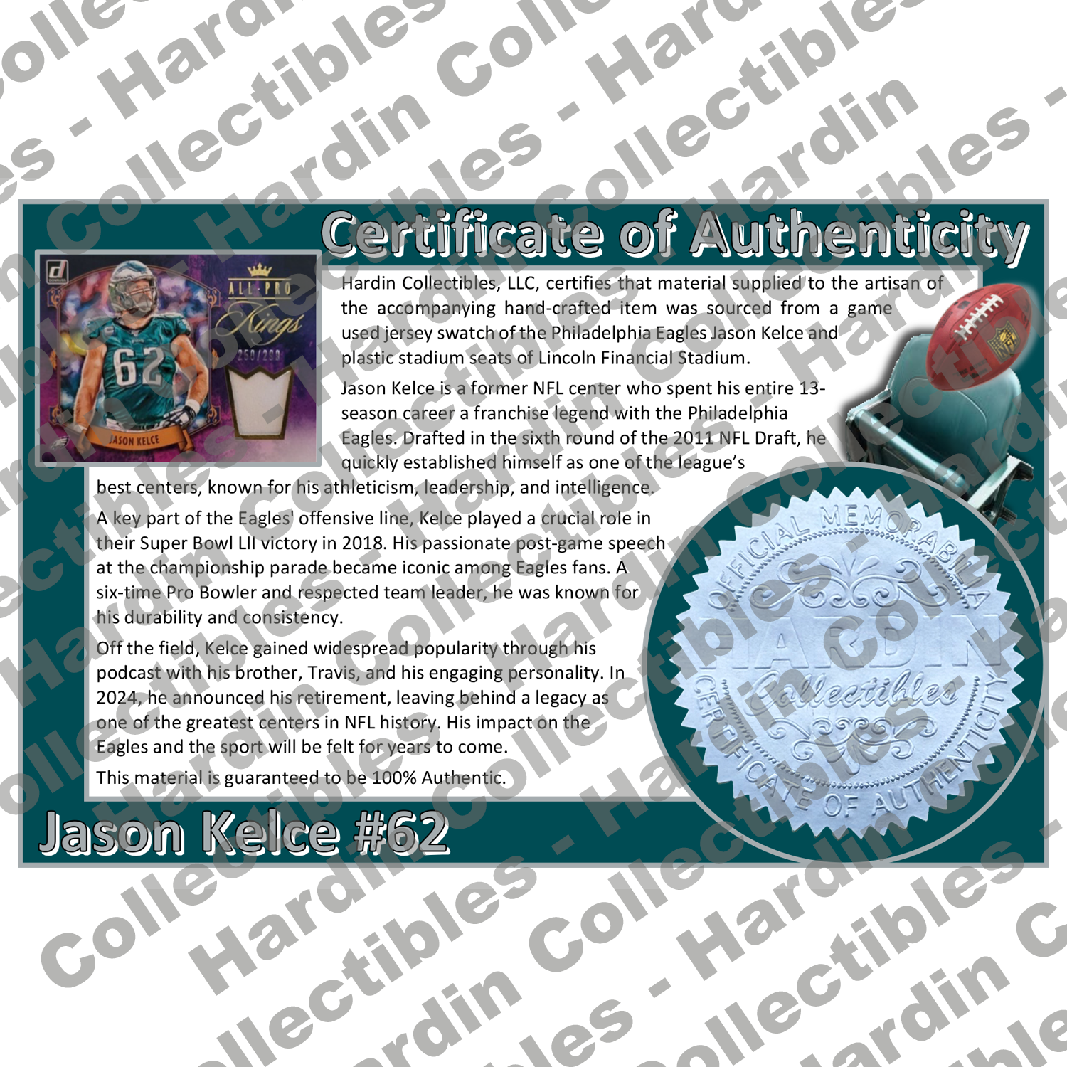 Image of certificate of authenticity for Kelce, Jason 
