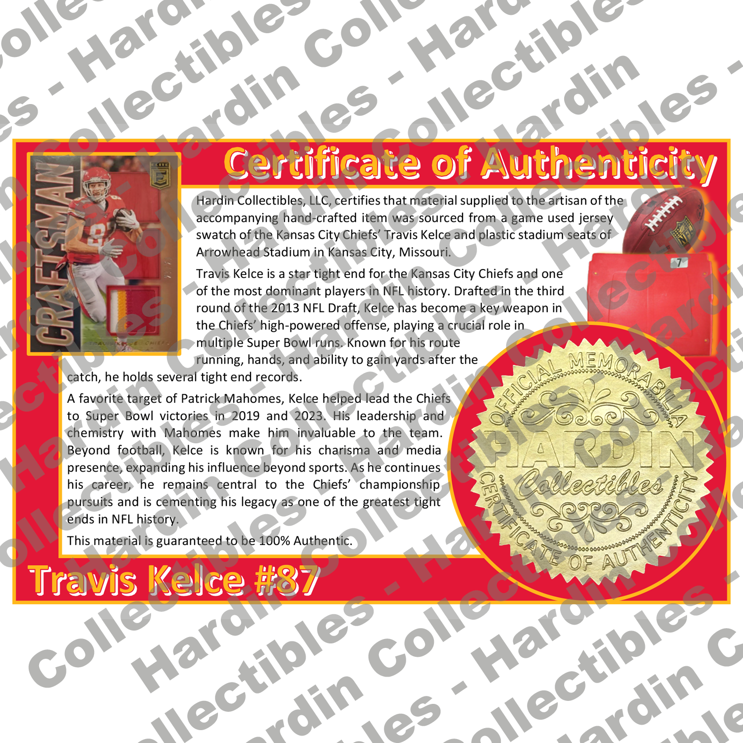 Image of certificate of authenticity for Kelce, Travis 