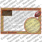 Image of certificate of authenticity for Kezar Stadium (San Francisco 49ers) - front