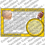 Image of certificate of authenticity for Kidd Brewer Stadium (Appalachian State University) - front