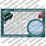 Image of certificate of authenticity for Lincoln Financial Field (Philadelphia Eagles) - front