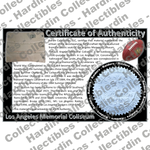 Image of certificate of authenticity for Los Angeles Memorial Coliseum (Los Angeles Raiders) - front
