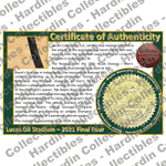 Image of certificate of authenticity for Lucas Oil Stadium (2021 Final Four) Baylor University - front