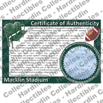 Image of certificate of authenticity for Macklin Stadium [Spartan Stadium] (Michigan State University) - front