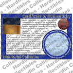 Image of certificate of authenticity for Memorial Coliseum (University of Kentucky) - front