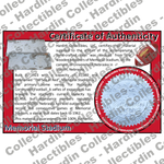 Image of certificate of authenticity for Memorial Stadium [Lincoln] (University of Nebraska-Lincoln) - front