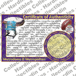 Image of certificate of authenticity for Metropolitan Stadium & Metrodome (Minnesota Twins & Minnesota Vikings) - front