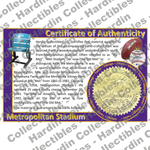 Image of certificate of authenticity for Metropolitan Stadium (Minnesota Twins & Minnes - minnesota-vikings-extra-coa - front