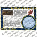 Image of certificate of authenticity for Michigan Stadium (University of Michigan) - front