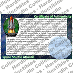 Image of certificate of authenticity for NASA Space Shuttle Embedded Pen Blanks – Atlantis - front