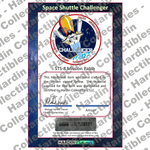 Image of certificate of authenticity for NASA Space Shuttle Embedded Pen Blanks – Challenger - back