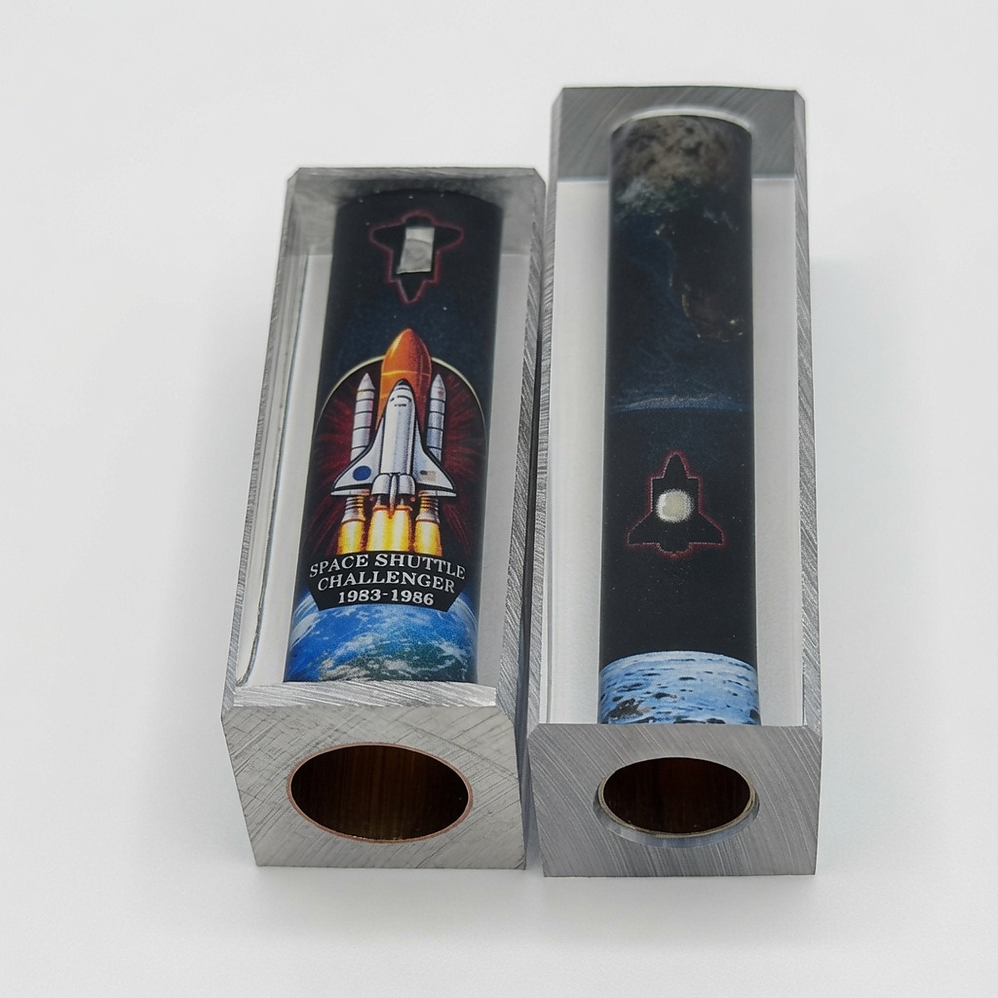 NASA Space Shuttle Embedded Pen Blanks – Challenger – custom-double-tube-set – image 1