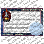 Image of certificate of authenticity for NASA Space Shuttle Embedded Pen Blanks – Challenger - front