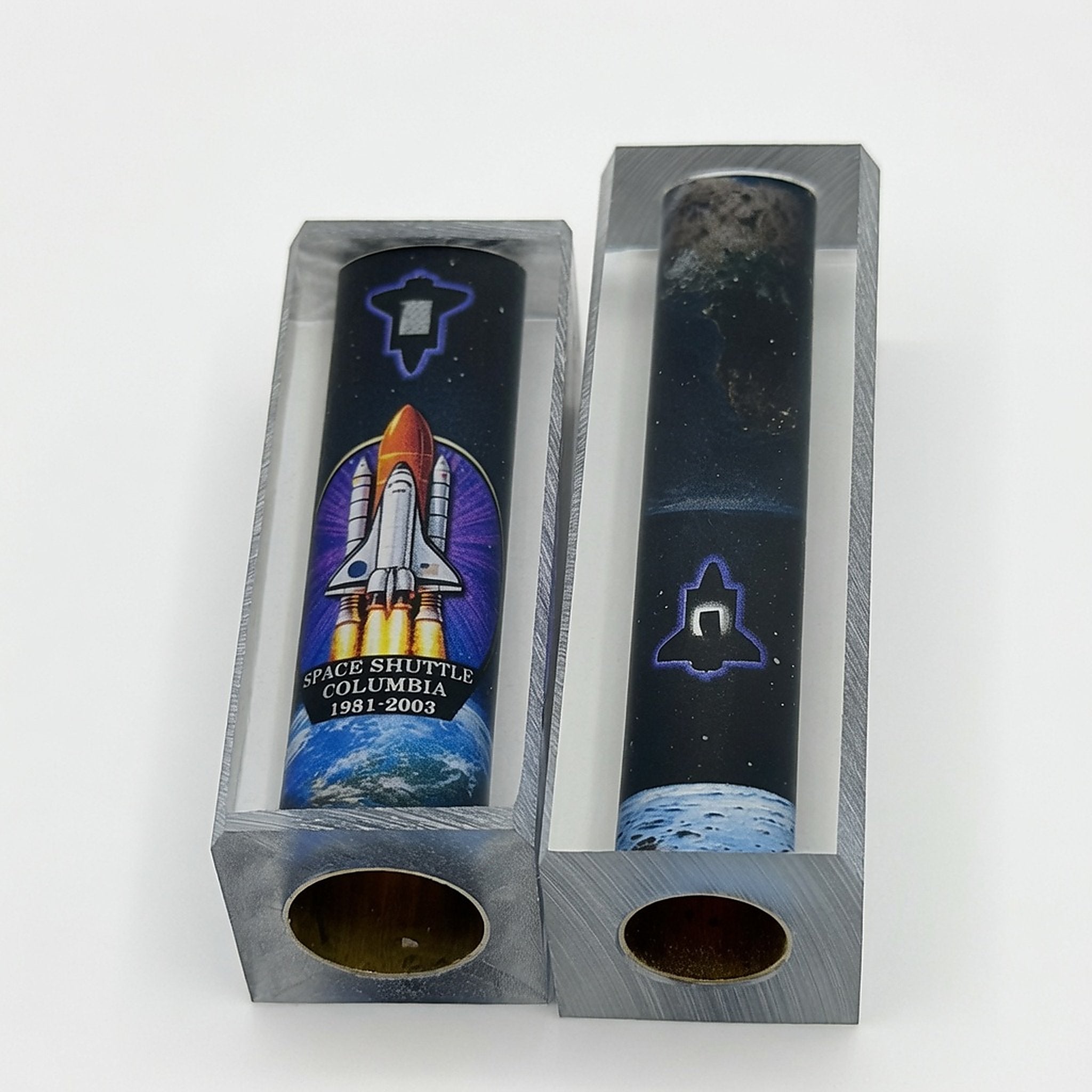 NASA Space Shuttle Embedded Pen Blanks – Columbia – custom-double-tube-set – image 1