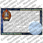 Image of certificate of authenticity for NASA Space Shuttle Embedded Pen Blanks – Discovery - front