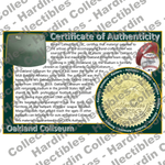 Image of certificate of authenticity for Oakland Coliseum (Oakland Athletics)[PLASTIC] - front