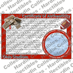 Image of certificate of authenticity for Ohio Stadium (Ohio State University) - front