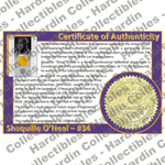 Image of certificate of authenticity for O'Neal, Shaquille 