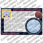 Image of certificate of authenticity for Reliant Stadium (2011 Final Four) University of Connecticut - front