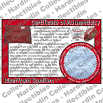 Image of certificate of authenticity for Riverfront Stadium (Cincinnati Reds) - front