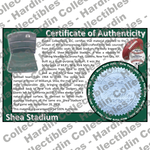 Image of certificate of authenticity for Shea Stadium (New York Jets) - front