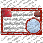 Image of certificate of authenticity for Simon Skjodt Assembly Hall (Indiana University) [PLASTIC] - front