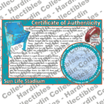 Image of certificate of authenticity for Sun Life Stadium (Miami Marlins) - front