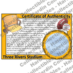 Image of certificate of authenticity for Three Rivers Stadium (Pittsburgh Steelers & Pirates) - front